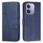For OPPO A5x 5G Global Stitching Calf Texture Buckle Leather Phone Case(Blue)