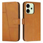 For OPPO Reno14 Global / Reno14 F 5G Stitching Calf Texture Buckle Leather Phone Case(Yellow)