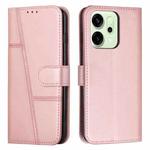 For OPPO Reno14 Pro 5G Global Stitching Calf Texture Buckle Leather Phone Case(Rose Gold)