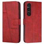 For Sony Xperia 1 V 2023 Stitching Calf Texture Buckle Leather Phone Case(Red)