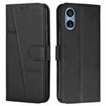 For Sony Xperia 5 V Stitching Calf Texture Buckle Leather Phone Case(Black)