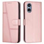 For Sony Xperia 5 V Stitching Calf Texture Buckle Leather Phone Case(Pink)