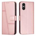 For Sony Xperia 10 VI Stitching Calf Texture Buckle Leather Phone Case(Pink)