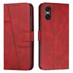 For Sony Xperia 5 VI Stitching Calf Texture Buckle Leather Phone Case(Red)