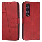 For Sony Xperia 1 VII Stitching Calf Texture Buckle Leather Phone Case(Red)