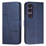 For Sony Xperia 1 VII Stitching Calf Texture Buckle Leather Phone Case(Blue)