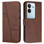 For vivo S17 / vivo S17 Pro Stitching Calf Texture Buckle Leather Phone Case(Brown)