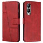 For vivo Y17s Stitching Calf Texture Buckle Leather Phone Case(Red)