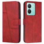 For vivo Y78 5G / Y36 Stitching Calf Texture Buckle Leather Phone Case(Red)