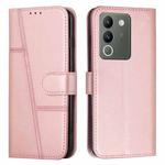 For vivo Y200 Stitching Calf Texture Buckle Leather Phone Case(Pink)