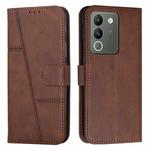 For vivo Y200 Stitching Calf Texture Buckle Leather Phone Case(Brown)