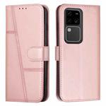 For vivo S18 / S18 Pro Stitching Calf Texture Buckle Leather Phone Case(Pink)
