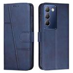 For vivo Y100 IDN Stitching Calf Texture Buckle Leather Phone Case(Blue)
