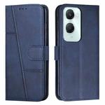 For vivo Y03 / Y18 / Y18e Stitching Calf Texture Buckle Leather Phone Case(Blue)