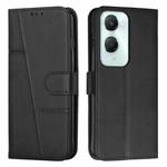 For vivo Y03 / Y18 / Y18e Stitching Calf Texture Buckle Leather Phone Case(Black)