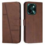 For vivo Y28 4G Stitching Calf Texture Buckle Leather Phone Case(Brown)