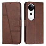 For vivo V40 / V40 Pro / T3 Ultra Stitching Calf Texture Buckle Leather Phone Case(Brown)