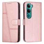 For vivo Y300 Global / V40 Lite IDN Stitching Calf Texture Buckle Leather Phone Case(Pink)