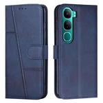 For vivo Y300 Global / V40 Lite IDN Stitching Calf Texture Buckle Leather Phone Case(Blue)