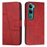 For vivo Y300 Global / V40 Lite IDN Stitching Calf Texture Buckle Leather Phone Case(Red)