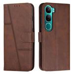 For vivo Y300 Global / V40 Lite IDN Stitching Calf Texture Buckle Leather Phone Case(Brown)