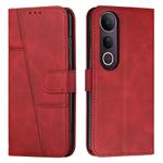 For vivo V50 Lite Stitching Calf Texture Buckle Leather Phone Case(Red)