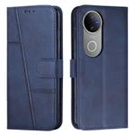 For vivo V50 5G Global Stitching Calf Texture Buckle Leather Phone Case(Blue)