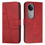 For vivo V50 5G Global Stitching Calf Texture Buckle Leather Phone Case(Red)