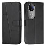 For vivo V50 5G Global Stitching Calf Texture Buckle Leather Phone Case(Black)