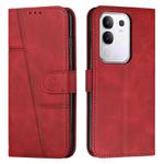 For vivo Y29 4G Stitching Calf Texture Buckle Leather Phone Case(Red)