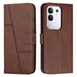 For vivo Y29 4G Stitching Calf Texture Buckle Leather Phone Case(Brown)