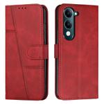 For vivo Y29s 5G / Y04 4G Stitching Calf Texture Buckle Leather Phone Case(Red)