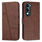 For vivo Y29s 5G / Y04 4G Stitching Calf Texture Buckle Leather Phone Case(Brown)