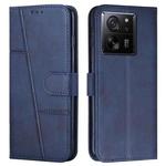 For Xiaomi 13T / Xiaomi 13T Pro Stitching Calf Texture Buckle Leather Phone Case(Blue)