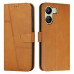 For Xiaomi Redmi 13C Stitching Calf Texture Buckle Leather Phone Case(Yellow)