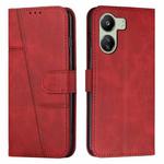 For Xiaomi Redmi 13C Stitching Calf Texture Buckle Leather Phone Case(Red)