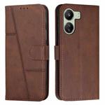 For Xiaomi Redmi 13C Stitching Calf Texture Buckle Leather Phone Case(Brown)