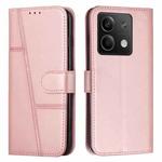 For Xiaomi Redmi Note 13 Stitching Calf Texture Buckle Leather Phone Case(Pink)