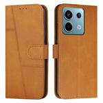 For Xiaomi Redmi Note 13 pro Stitching Calf Texture Buckle Leather Phone Case(Yellow)