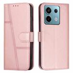 For Xiaomi Redmi Note 13 pro Stitching Calf Texture Buckle Leather Phone Case(Pink)