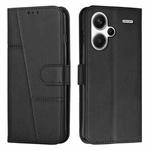 For Xiaomi Redmi Note 13 pro+ Stitching Calf Texture Buckle Leather Phone Case(Black)