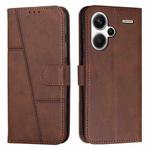 For Xiaomi Redmi Note 13 pro+ Stitching Calf Texture Buckle Leather Phone Case(Brown)