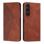 For Sony Xperia 1 V 2023 Diamond Splicing Skin Feel Magnetic Leather Phone Case(Brown)
