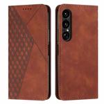 For Sony Xperia 1 VII Diamond Splicing Skin Feel Magnetic Leather Phone Case(Brown)
