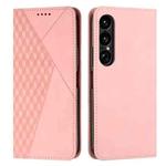 For Sony Xperia 1 VII Diamond Splicing Skin Feel Magnetic Leather Phone Case(Rose Gold)