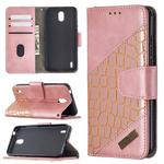 For Nokia 1.3 Matching Color Crocodile Texture Horizontal Flip PU Leather Case with Wallet & Holder & Card Slots(Rose Gold)