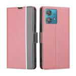 For Motorola Edge 40 Neo 5G Twill Texture Side Button Leather Phone Case(Pink)
