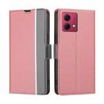 For Motorola Moto G84 5G Twill Texture Side Button Leather Phone Case(Pink)
