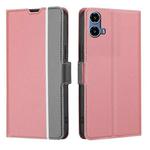 For Motorola Moto G34 5G Twill Texture Side Button Leather Phone Case(Pink)