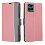 For Motorola Edge 50 5G Twill Texture Side Button Leather Phone Case(Pink)